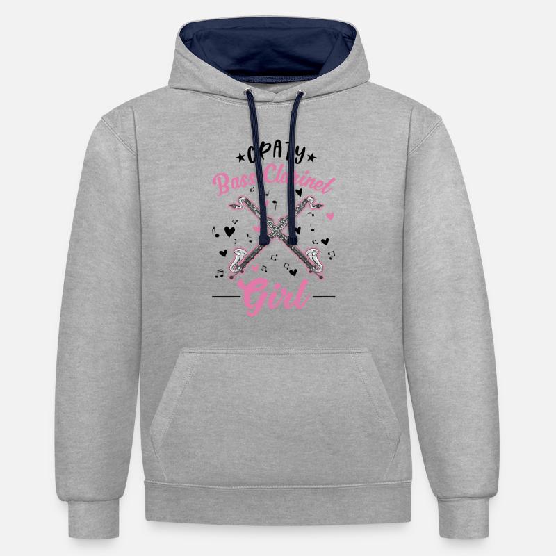 Clarinette basse folle - Sweat à capuche contrasté - gris chiné/bleu marine