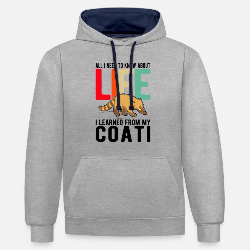 Coati Cadeau Proboscis Bear Coati - Sweat à capuche contrasté - gris chiné/bleu marine