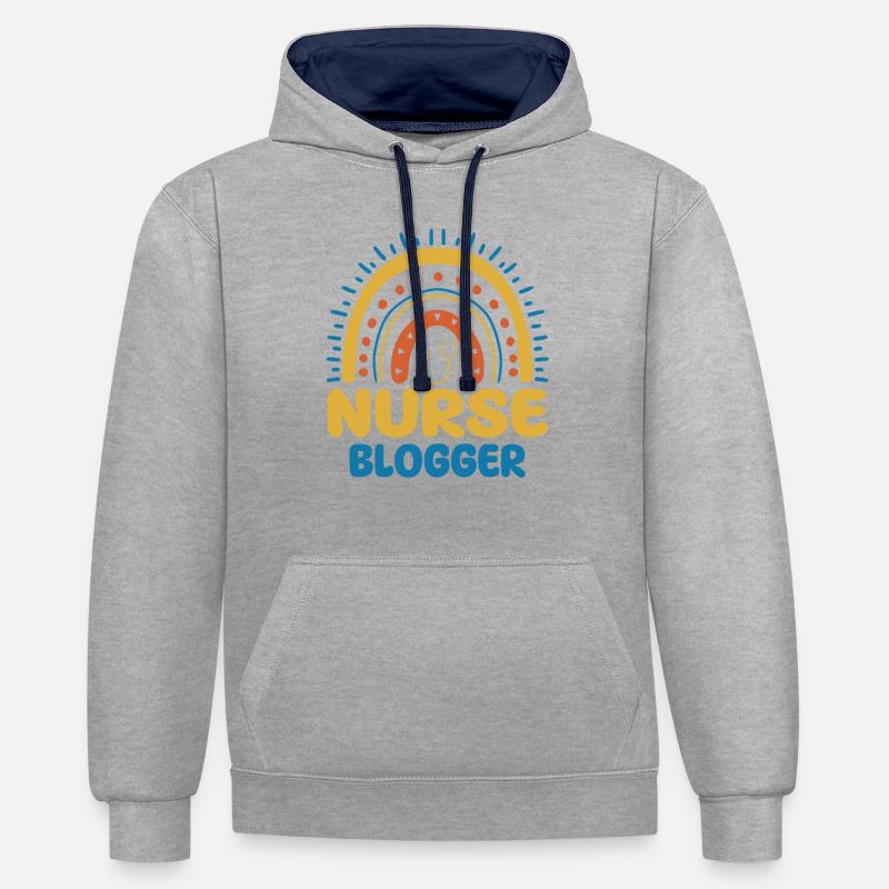 Infirmière blogueuse Boho Rainbow - Sweat à capuche contrasté - gris chiné/bleu marine