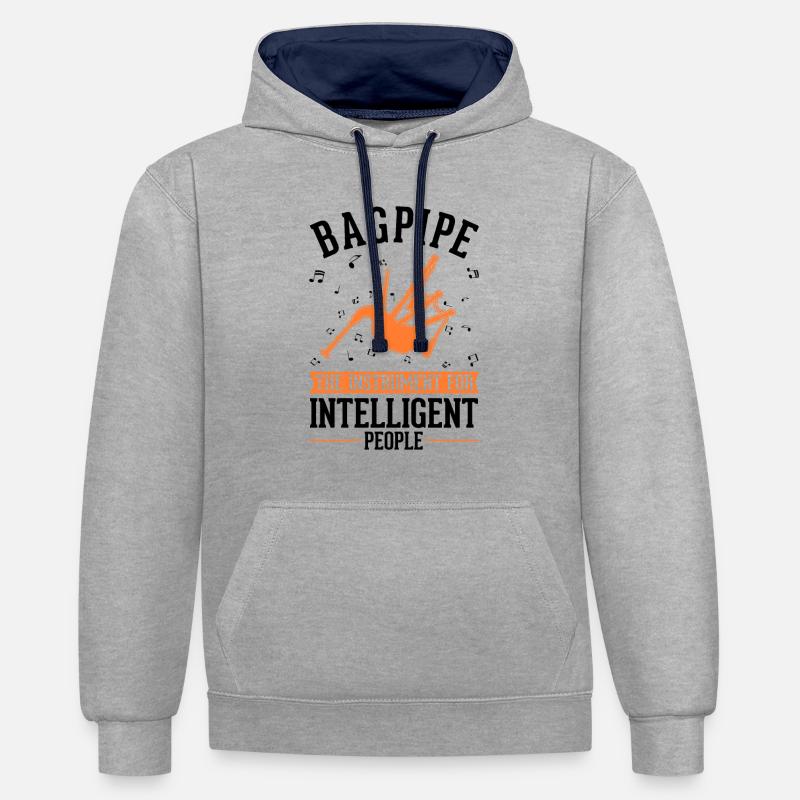 Cornemuses - Sweat à capuche contrasté - gris chiné/bleu marine