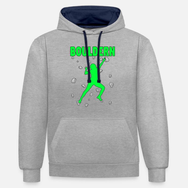 Bouldern Boulder Klettern Boulderer Bouldering - Kontrast-Hoodie - Grau meliert/Navy