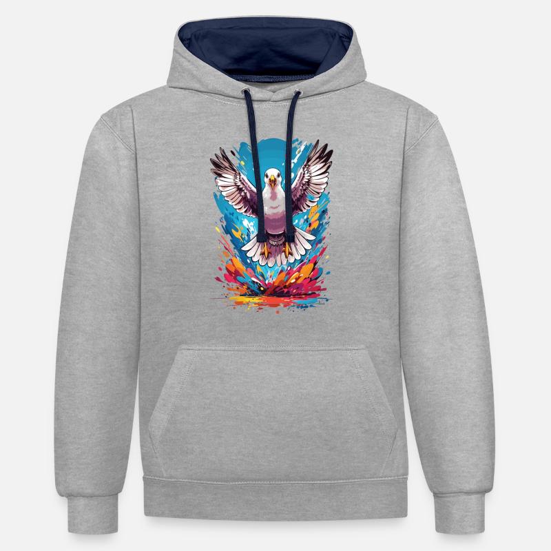 Vacances d’été de mouette - Sweat à capuche contrasté - gris chiné/bleu marine
