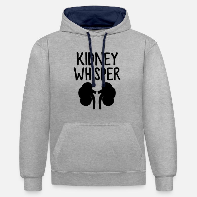 Dialyse rénale Néphrologie Hémodialyse Drôle - Sweat à capuche contrasté - gris chiné/bleu marine
