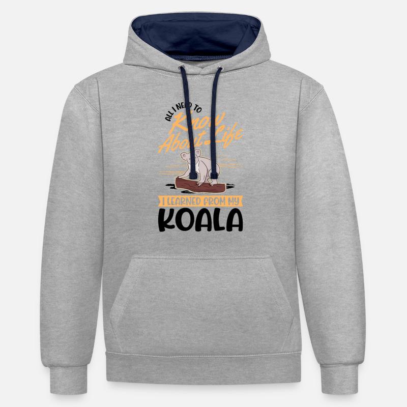 Koala Cadeau Koala Ours - Sweat à capuche contrasté - gris chiné/bleu marine