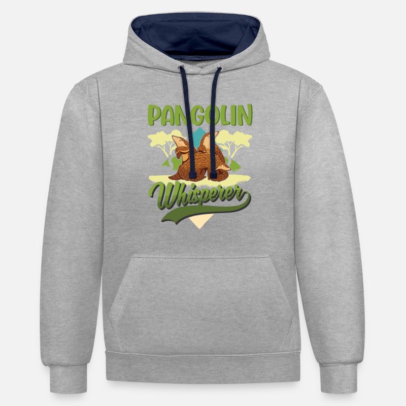 Pangolin Chuchoteur Pangolin - Sweat à capuche contrasté - gris chiné/bleu marine