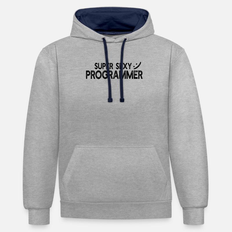 Computer Programmer - Super sexy programmer - Kontrast-Hoodie - Grau meliert/Navy
