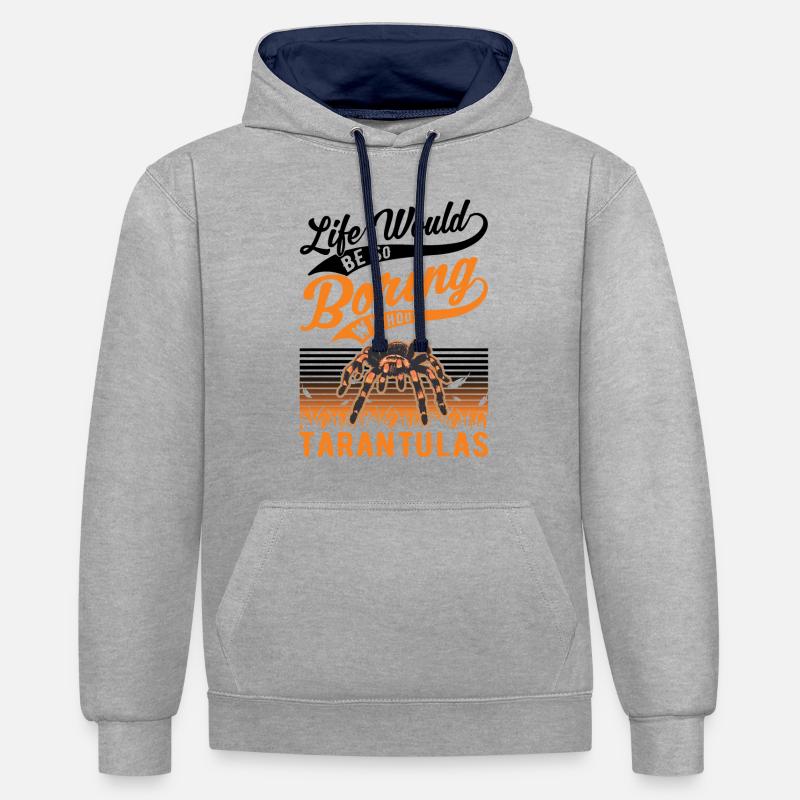 Tarentule Cadeau Araignée Tarentule - Sweat à capuche contrasté - gris chiné/bleu marine