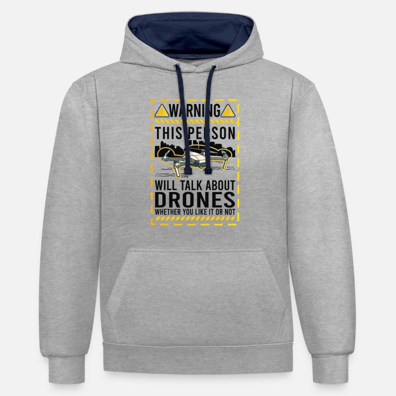 Drone Drone Pilot Quadcopter - Sweat à capuche contrasté - gris chiné/bleu marine
