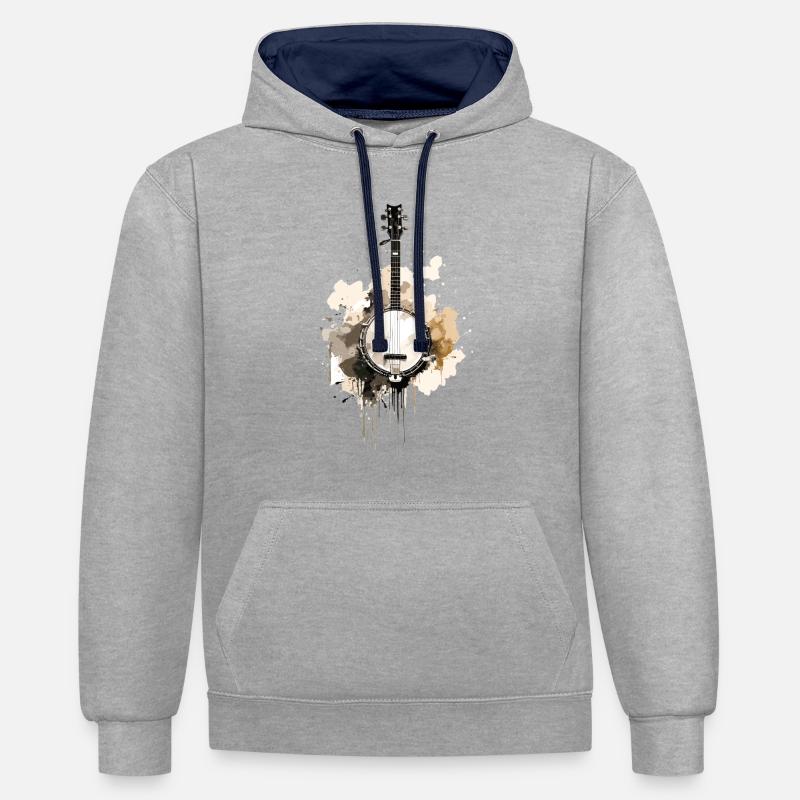 Banjo Authentic Bluegrass & - Sweat à capuche contrasté - gris chiné/bleu marine