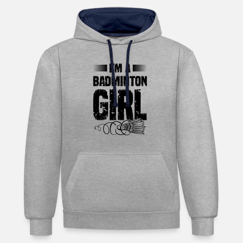 badminton mädchen - Kontrast-Hoodie - Grau meliert/Navy