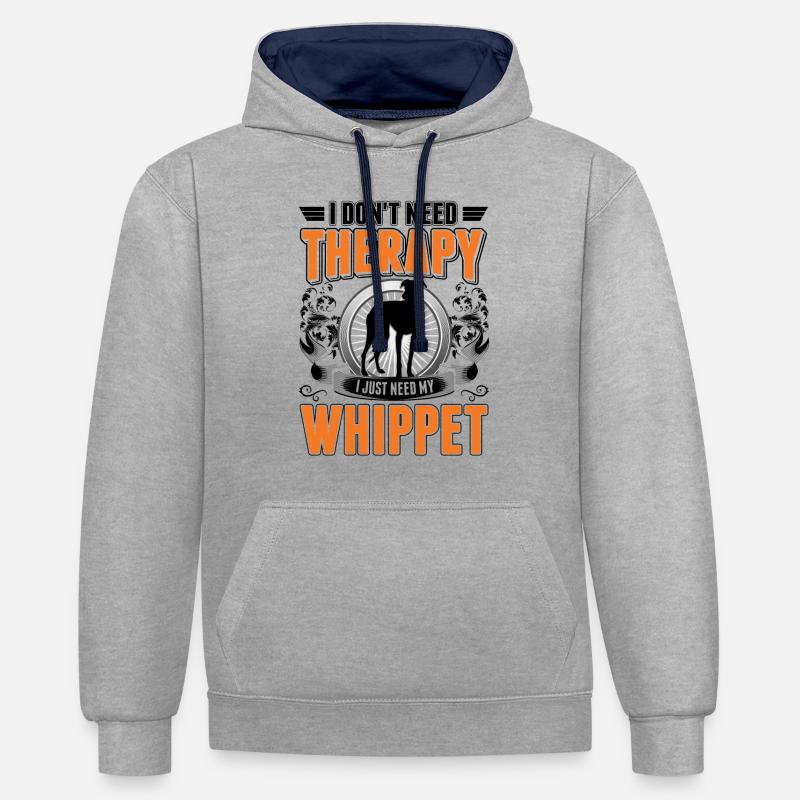 Whipet Dog Therapy Greyhound - Sweat à capuche contrasté - gris chiné/bleu marine
