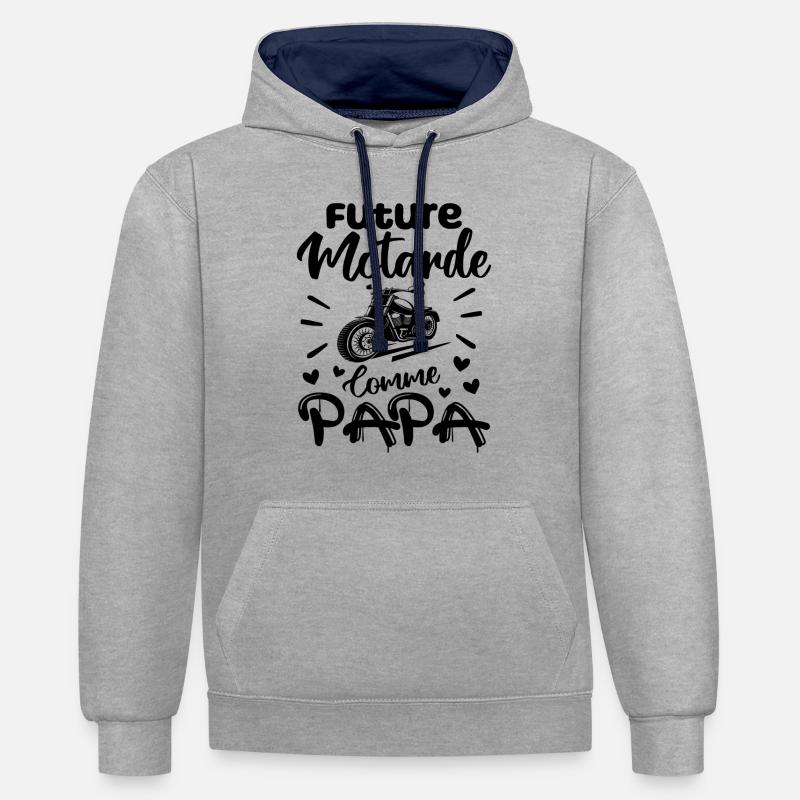 Future Motarde Comme Papa - Sweat à capuche contrasté - gris chiné/bleu marine