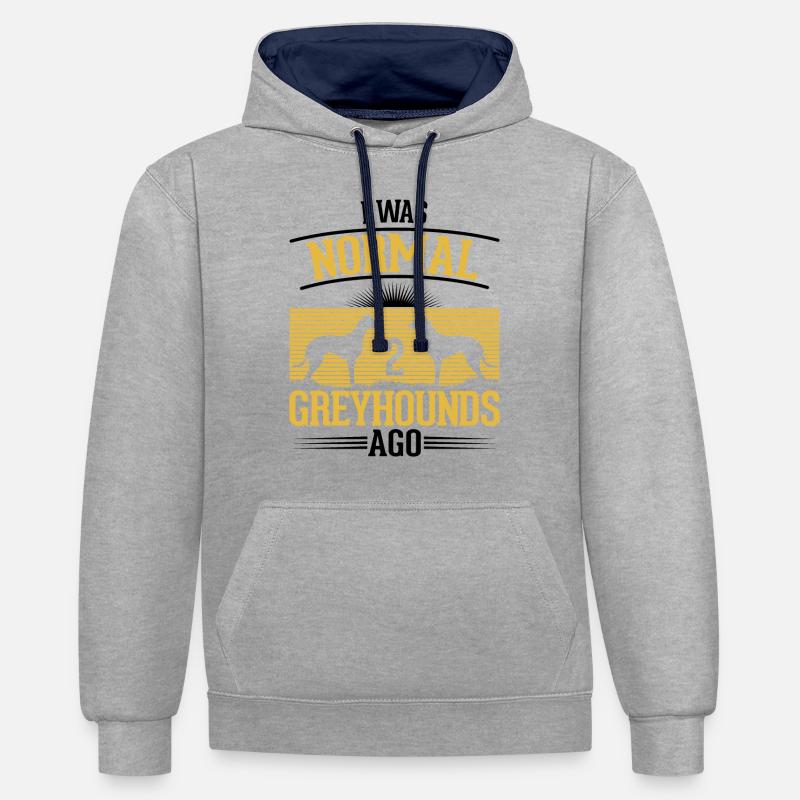 Lévrier cadeau lévrier Galgo - Sweat à capuche contrasté - gris chiné/bleu marine