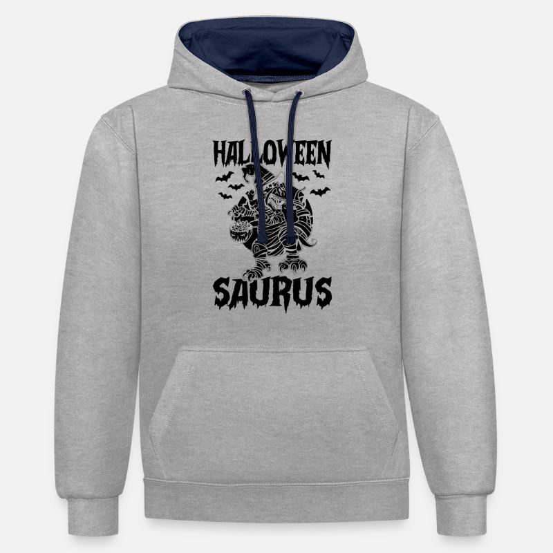 Halloween Dino Halloween Saurus - Sweat à capuche contrasté - gris chiné/bleu marine