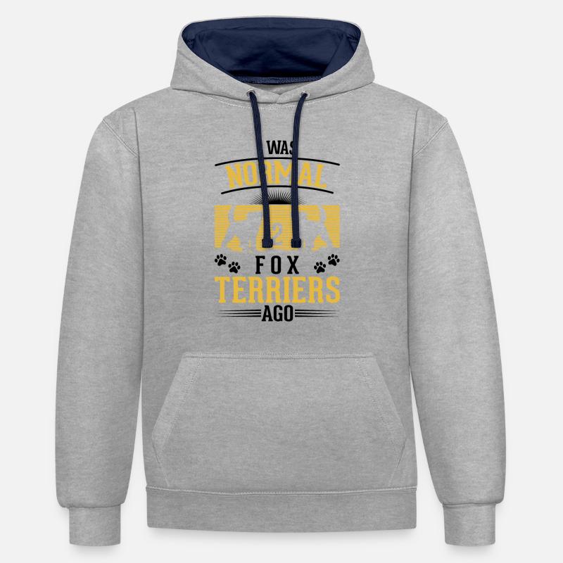 Foxterrier Drahthaar Geschenk - Kontrast-Hoodie - Grau meliert/Navy