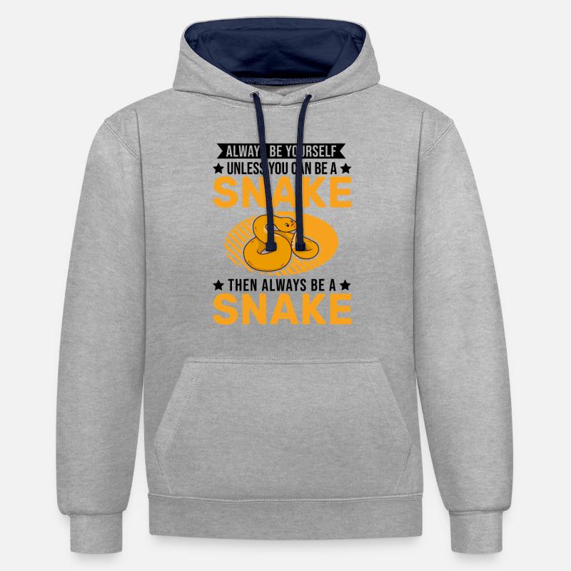 Soyez toujours vous-même Snake Schlange - Sweat à capuche contrasté - gris chiné/bleu marine