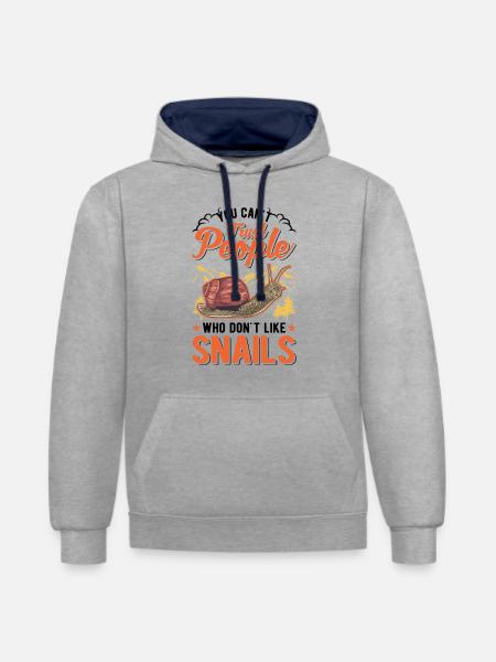 Snail Gift Vineyard Snail - Contrast hoodie - heather grey/navy