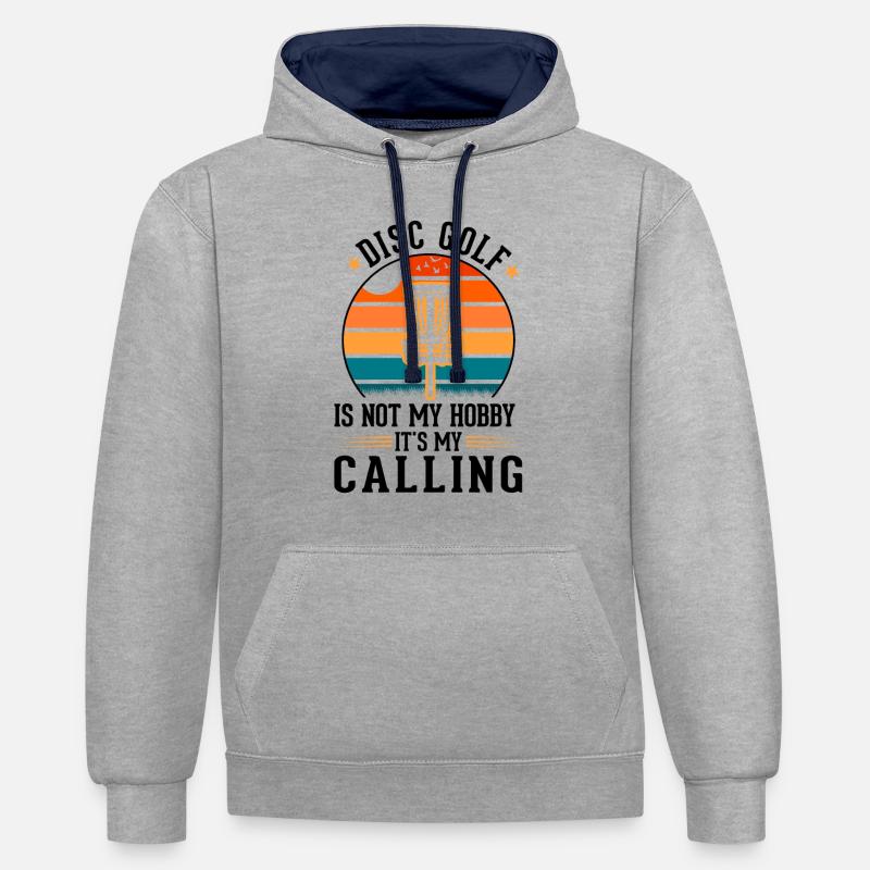 Discgolf Wurfscheibe Disc Golf - Sweat à capuche contrasté - gris chiné/bleu marine