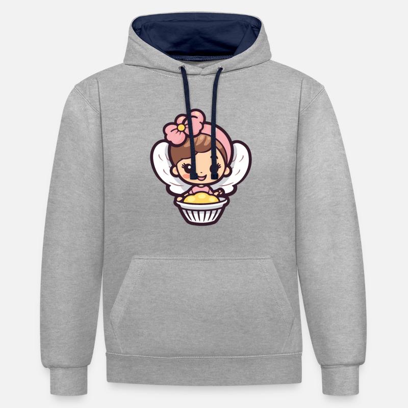 Fee Backen Kuchen Comic - Kontrast-Hoodie - Grau meliert/Navy