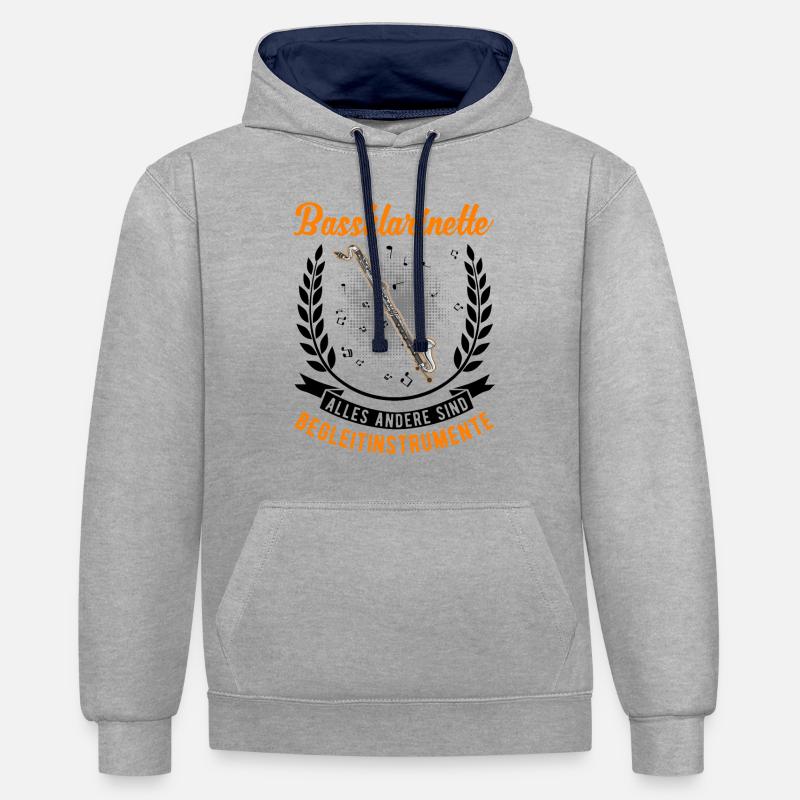 Instruments d’accompagnement de clarinette basse - Sweat à capuche contrasté - gris chiné/bleu marine
