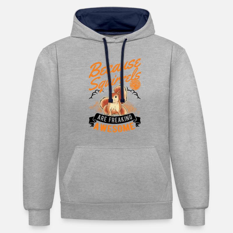 Eichhörnchen Geschenk Squirrel Grauhörnchen - Kontrast-Hoodie - Grau meliert/Navy