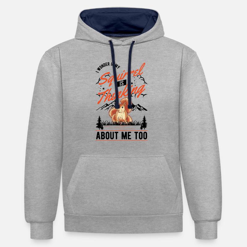Squirrel Gift Grey Squirrel - Contrast hoodie - heather grey/navy