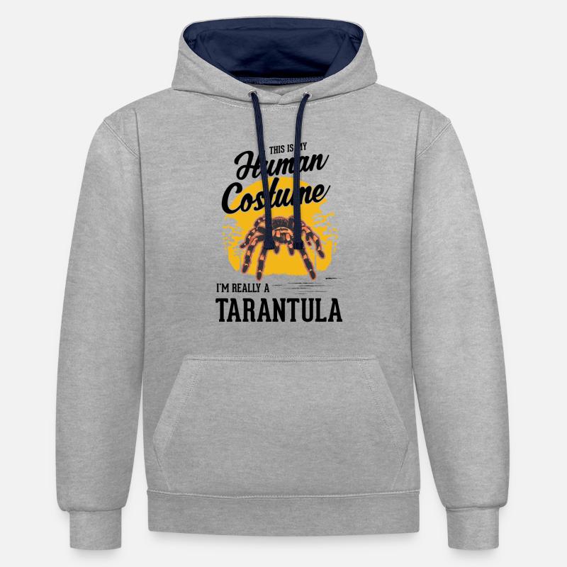 Tarentule Halloween Araignée Tarentule - Sweat à capuche contrasté - gris chiné/bleu marine