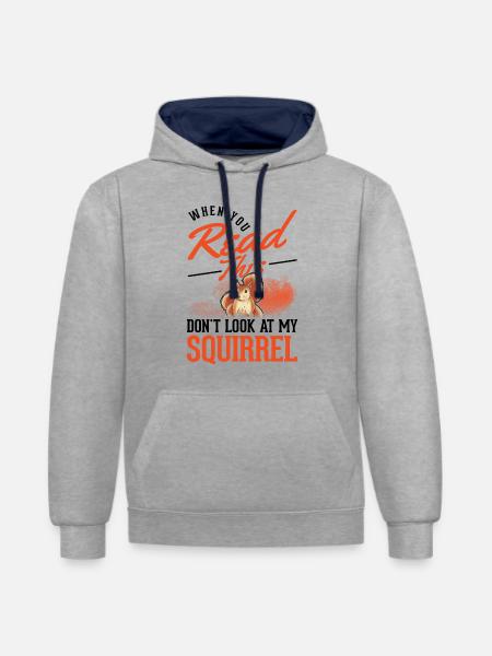 Squirrel Gift Grey Squirrel - Contrast hoodie - heather grey/navy