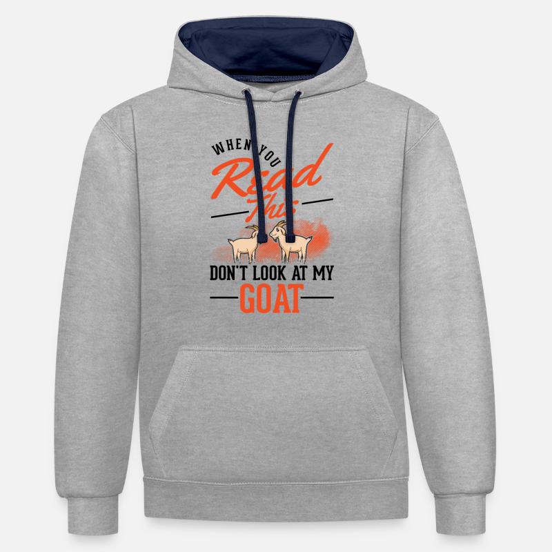 Chèvres Cadeau Chèvre Hôte Chèvre - Sweat à capuche contrasté - gris chiné/bleu marine