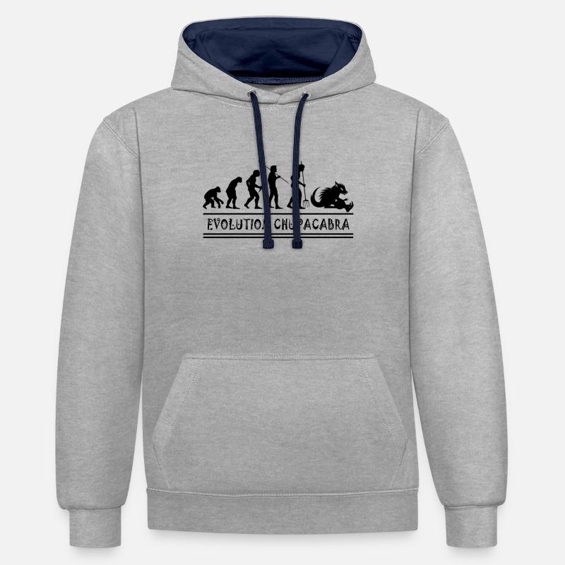 Cryptozoologists Chupacabra Creatures Evolution - Contrast hoodie - heather grey/navy