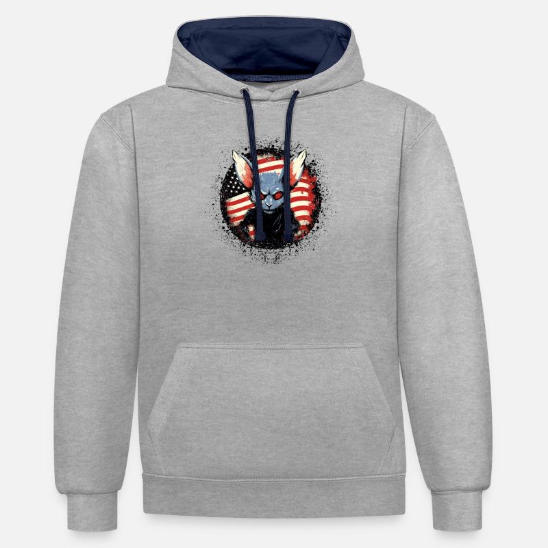 Cryptozoologistes Chupacabra Creatures États-Unis - Sweat à capuche contrasté - gris chiné/bleu marine