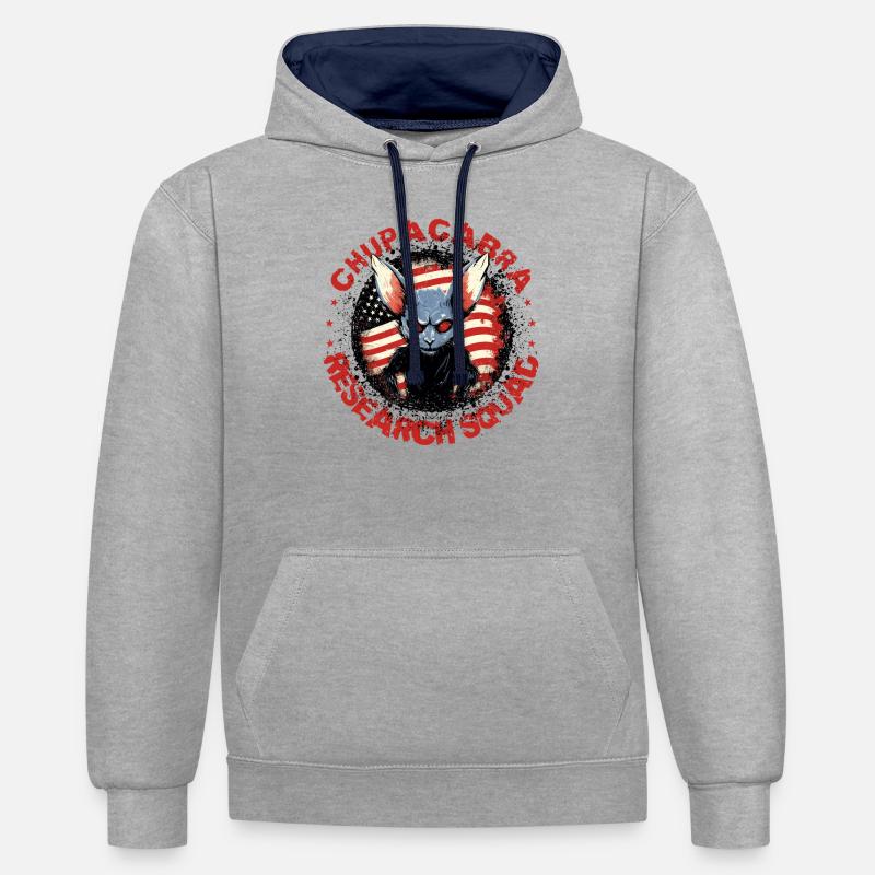 Cryptozoologistes Chupacabra Créatures Drôle - Sweat à capuche contrasté - gris chiné/bleu marine