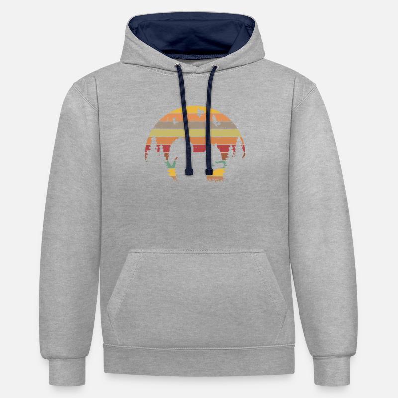 Eichhörnchen Écureuil rétro - Sweat à capuche contrasté - gris chiné/bleu marine