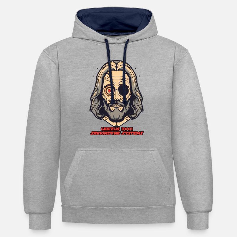 Tech Jesus: Retter Systeme - Kontrast-Hoodie - Grau meliert/Navy