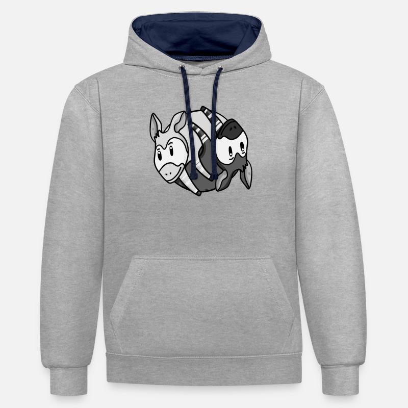 Yin Yang Okapi - Sweat à capuche contrasté - gris chiné/bleu marine