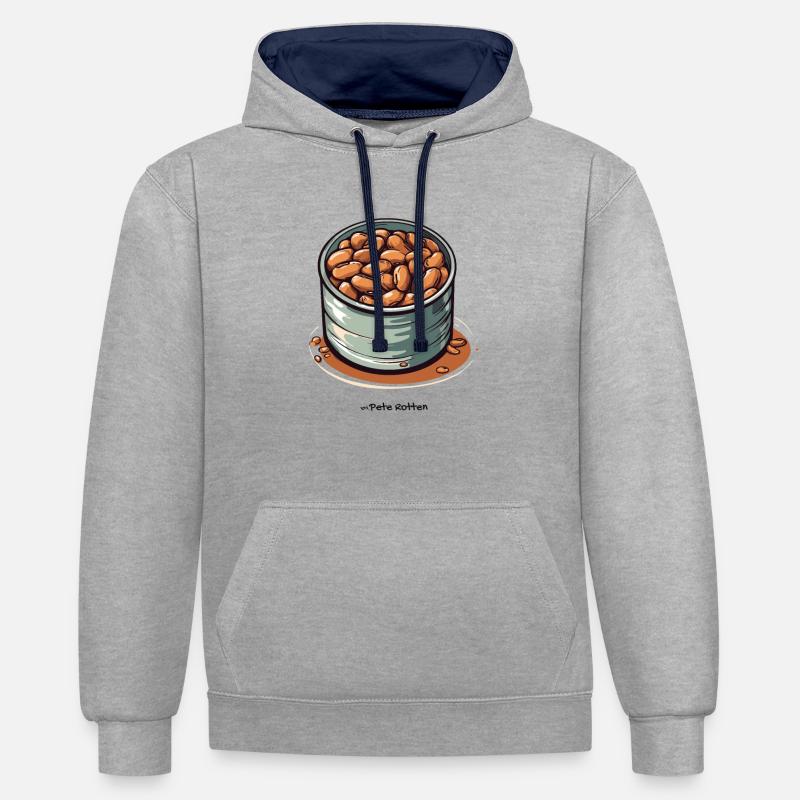 Une boîte de haricots - Sweat à capuche contrasté - gris chiné/bleu marine