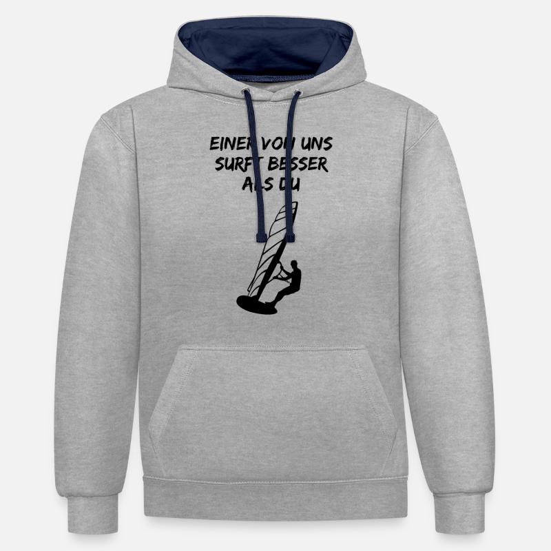 Surfer Challenge - Mieux que vous - Sweat à capuche contrasté - gris chiné/bleu marine