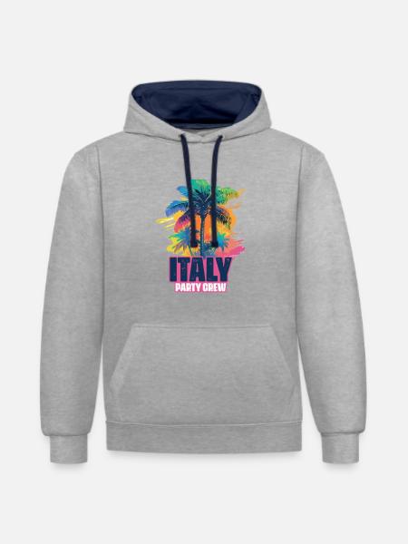 Italy Party Crew Holidays - Contrast hoodie - heather grey/navy