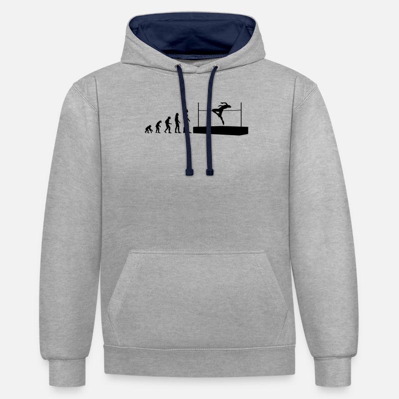 Evolution Hochsprung Athlet Geschenk - Kontrast-Hoodie - Grau meliert/Navy