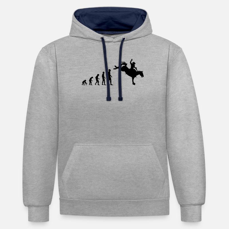 Evolution zum Rodeo-Champion - Kontrast-Hoodie - Grau meliert/Navy