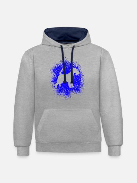 Drahthaar-Foxterrier für Hundeliebhaber - Kontrast-Hoodie - Grau meliert/Navy