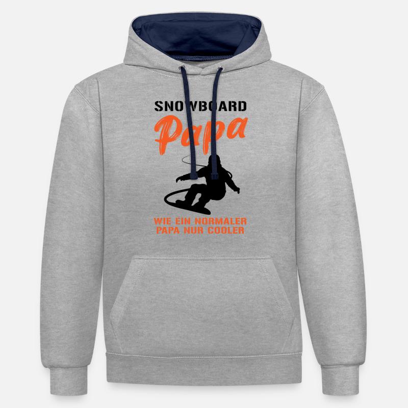 Snowboard Dad – Extra Cool - Sweat à capuche contrasté - gris chiné/bleu marine