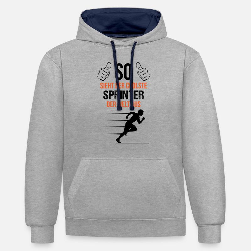 Sprinter Elite Sport d’Endurance - Sweat à capuche contrasté - gris chiné/bleu marine