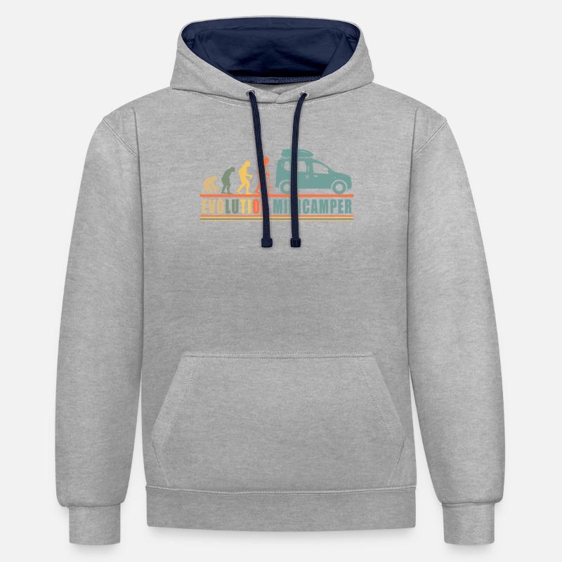 Evolution Minicamper Camping-Camping-Camping - Sweat à capuche contrasté - gris chiné/bleu marine