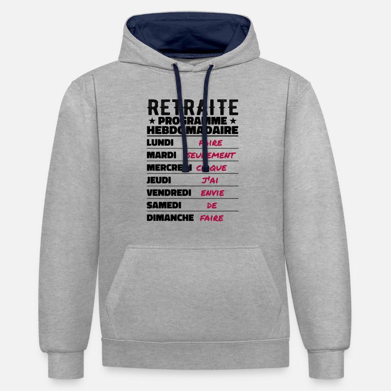 Retraite Programme Hebdomad Retraite Rigolo - Sweat à capuche contrasté - gris chiné/bleu marine