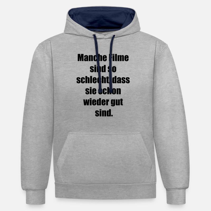 Tellement mauvais que c’est bon - Sweat à capuche contrasté - gris chiné/bleu marine