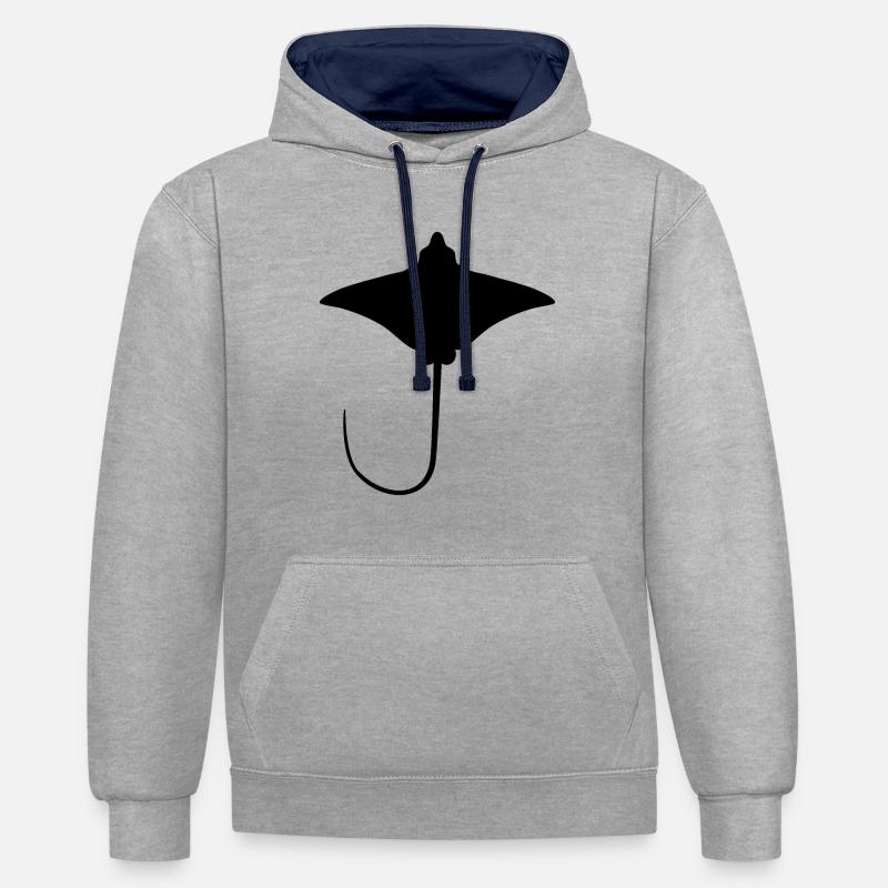 Ray – Flotteur élégant des mers - Sweat à capuche contrasté - gris chiné/bleu marine