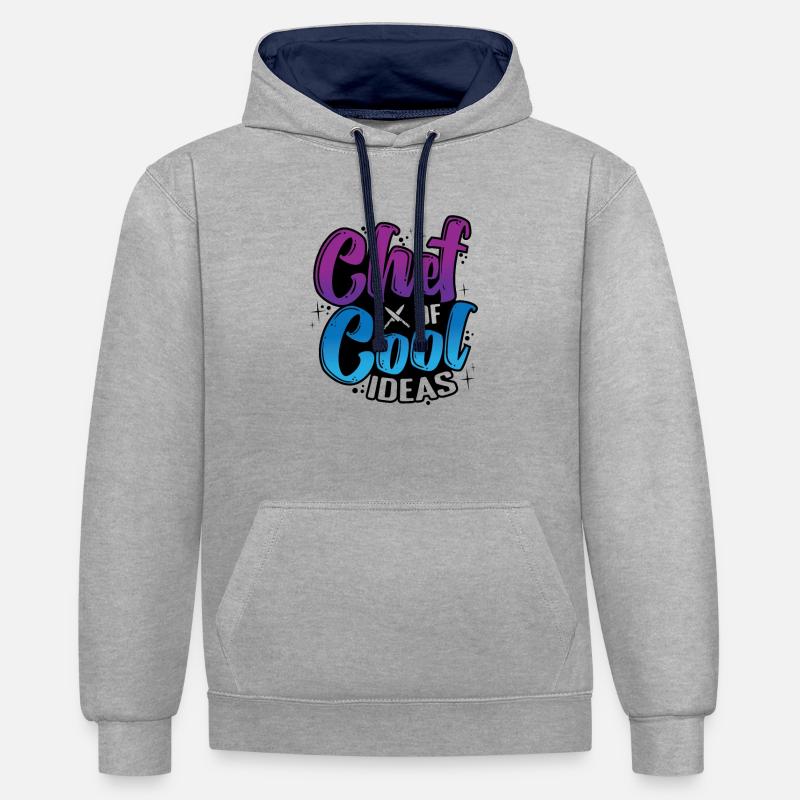 Chef d’idées cool - Sweat à capuche contrasté - gris chiné/bleu marine