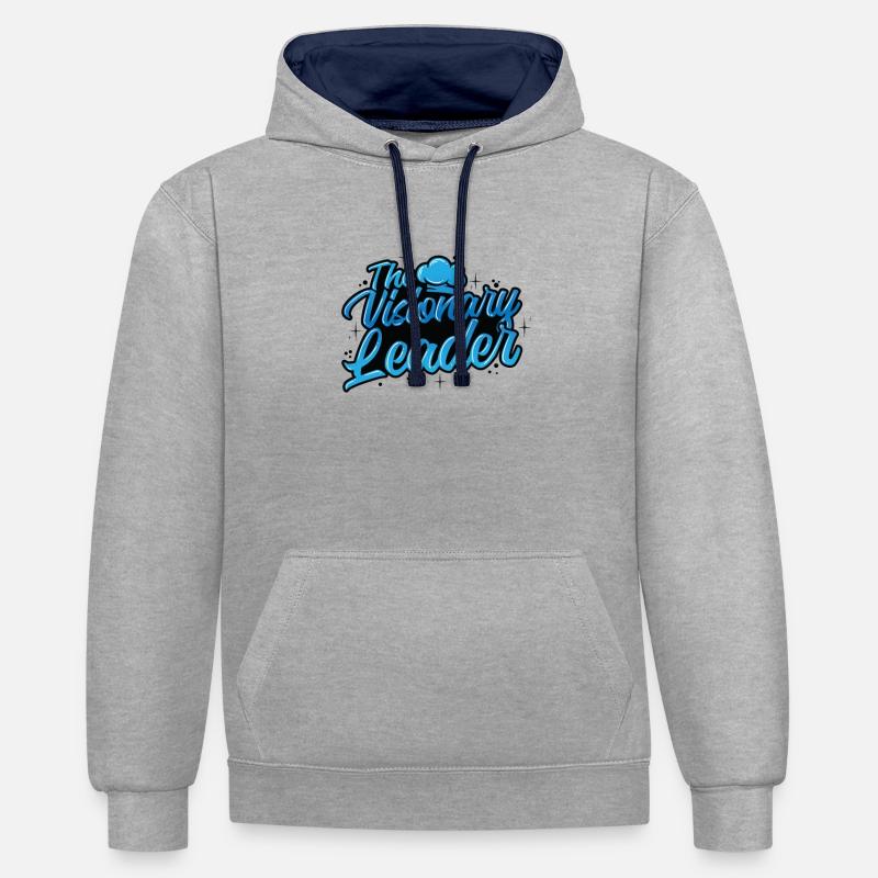 Le leader visionnaire - Sweat à capuche contrasté - gris chiné/bleu marine