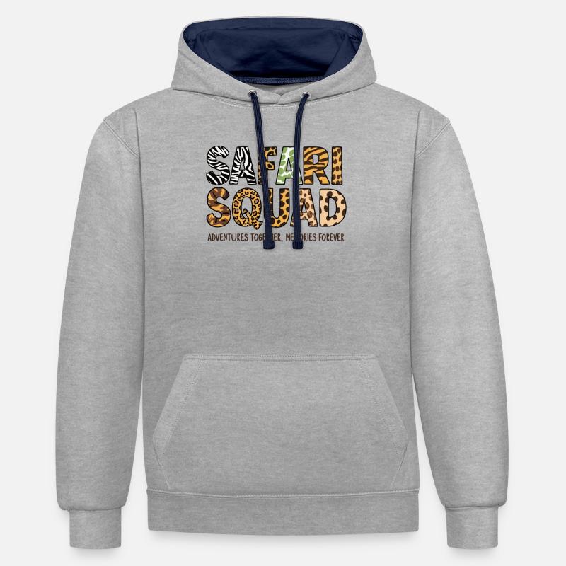 Souvenirs d’aventure Safari Squad pour - Sweat à capuche contrasté - gris chiné/bleu marine
